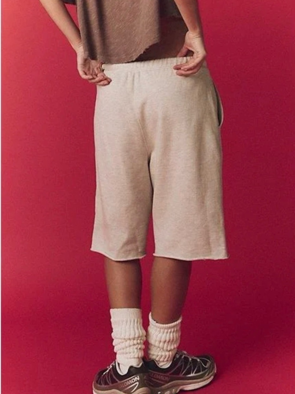 NWOT Free People, For The Win Long Shorts in Heather Pink Grey Size S - Picture 5 of 15